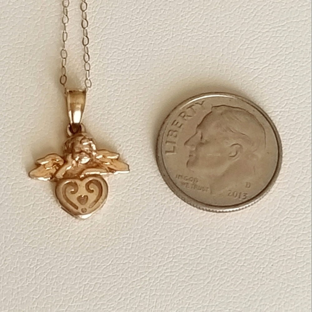 10K Gold Angel Pendant Necklace